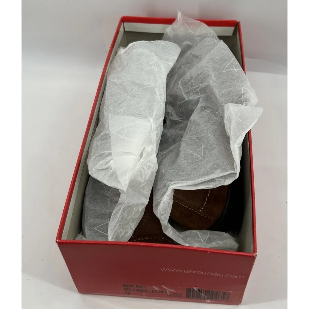 Aerosoles Back Pack Mid‎ Leather Slip On Comfort Loafers Brown Women's 7B NIB